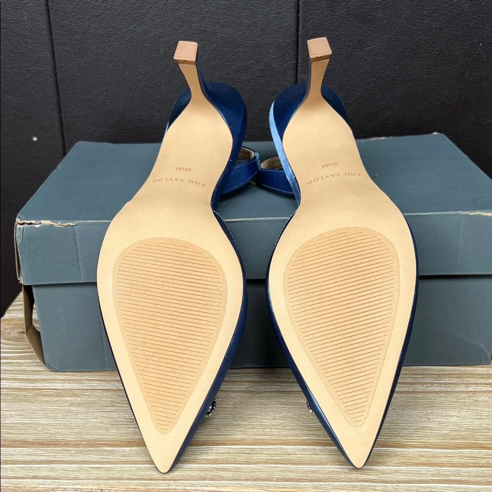 Ann Taylor Blue Satin Embellished Heels - Picture 10 of 11